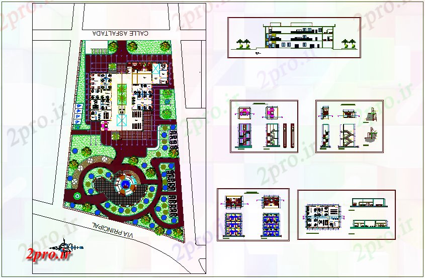 دانلود نقشه ساختمان دولتی ، سازمانی چشم انداز از دفتر شهری با نما و بخش 39 در 41 متر (کد69474)