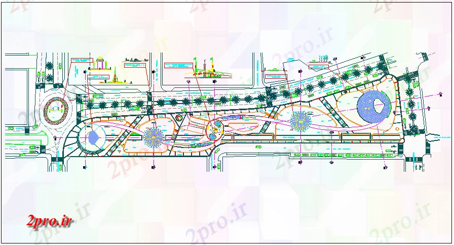 دانلود نقشه پارک - باغ عمومی پارک در محوطه سازی چین جزئیات 51 در 251 متر (کد69500)