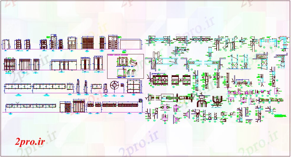 دانلود نقشه جزئیات طراحی در و پنجره  درب و  جزئیات پنجره با چوبی جزئیات مشترک آن (کد69525)