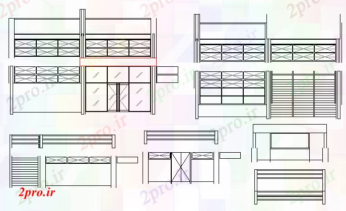 دانلود نقشه درب و پنجره طراحی پنجره جزئیات از خانه (کد69539)
