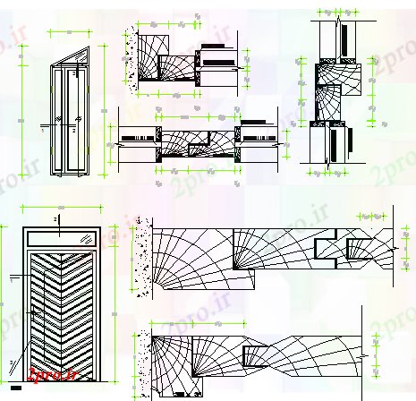 دانلود نقشه درب و پنجره جزئیات درب های چوبی و پنجره چوب و فولاد  (کد69546)