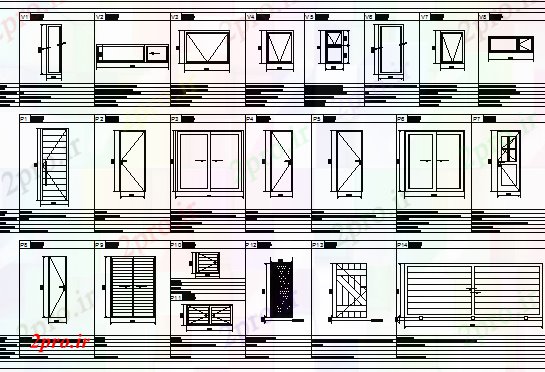دانلود نقشه جزئیات طراحی در و پنجره  درب و پنجره مسدود جزئیات از خانه (کد69560)
