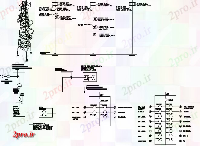دانلود نقشه معماری سه نصب و راه اندازی برج پا با پا و نمودار جزئیات (کد69619)
