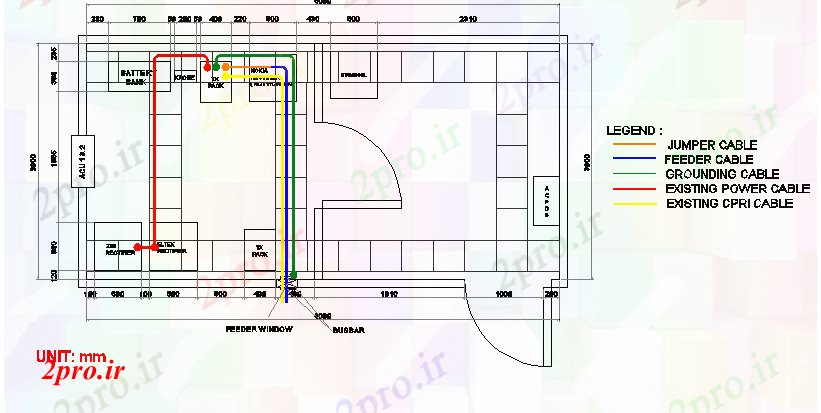 دانلود نقشه معماری جزئیات پانل کابل برق برج (کد69640)