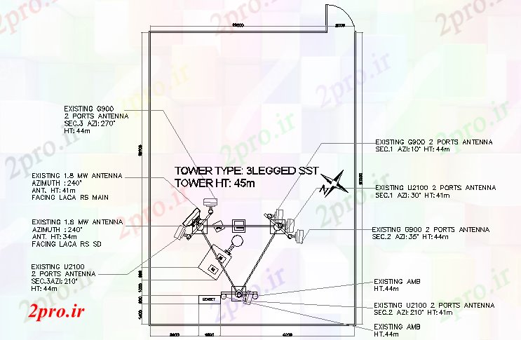 دانلود نقشه معماری کابین برق برج جزئیات (کد69644)
