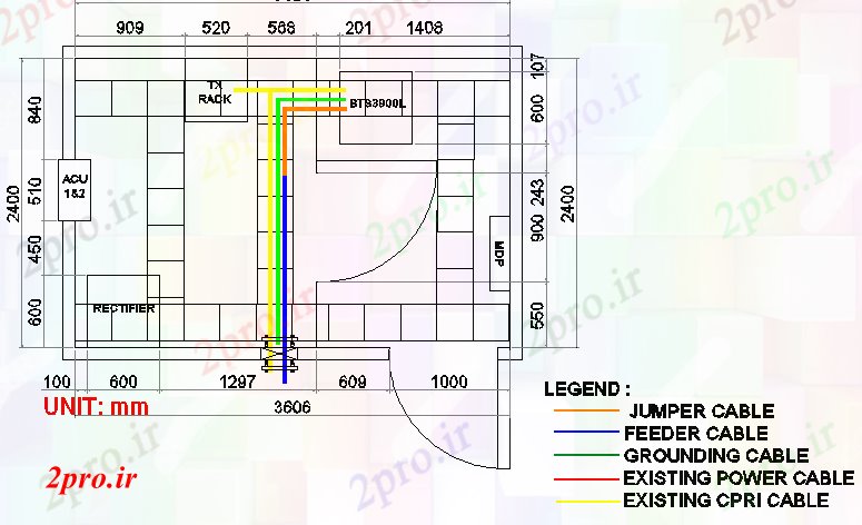 دانلود نقشه معماری جزئیات پانل کابل برج الکتریکی با ساختار  (کد69655)