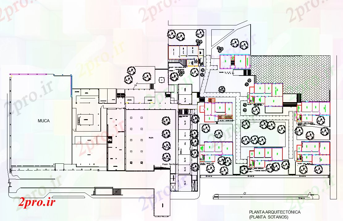 دانلود نقشه دانشگاه ، آموزشکده ، موسسه - طرحی معماری از کولاژ 128 در 283 متر (کد69702)