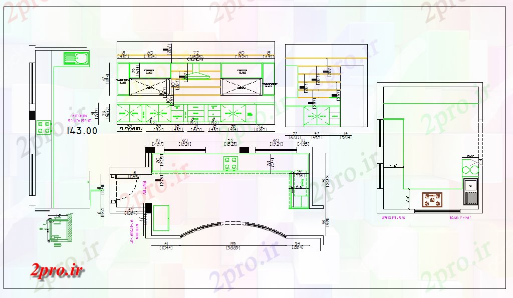 دانلود نقشه آشپزخانه طرحی آشپزخانه جزئیات (کد69716)