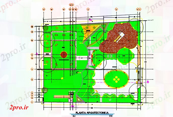 دانلود نقشه پارک - باغ    عمومی مرکز خط محوطه طراحی جزئیات (کد69728)