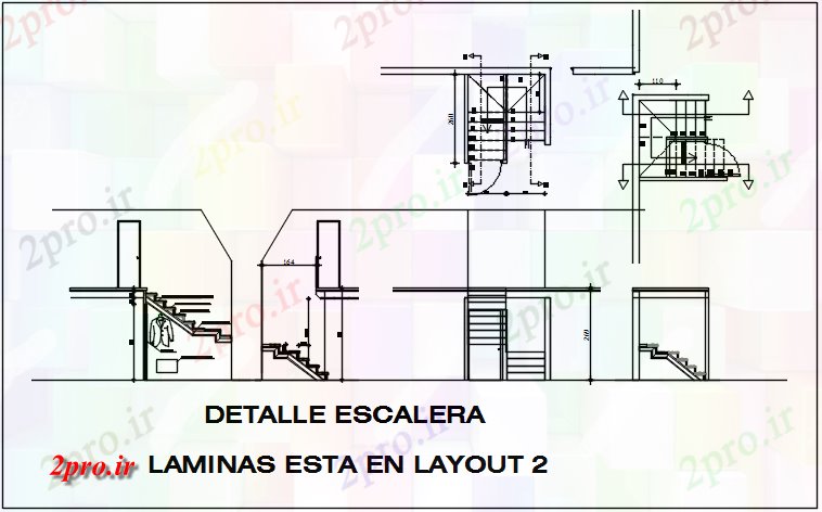 دانلود نقشه جزئیات ساختار طرحی پله، جزئیات نما و بخش  جزئیات (کد69748)