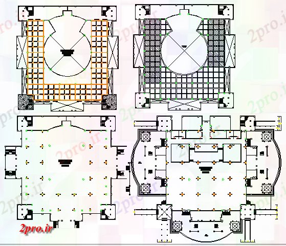دانلود نقشه کلیسا - معبد - مکان مذهبی جزئیات طراحی کف از مسجد مذهبی  (کد69754)