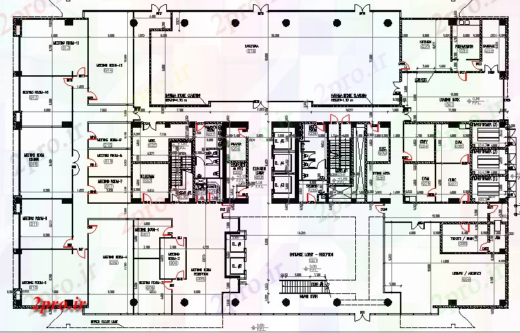 دانلود نقشه دانشگاه ، آموزشکده ، موسسه - جزئیات طرحی زمین طرحی طبقه از دانشگاه ، آموزشکده چند طبقه 33 در 58 متر (کد69763)
