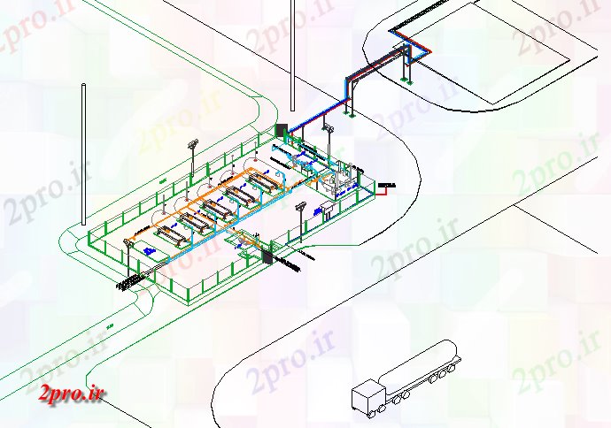 دانلود نقشه کارخانه صنعتی  ، کارگاه  جزئیات ایزومتریک از کارخانه صنعتی  (کد69772)