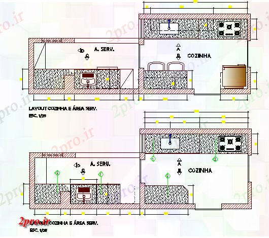 دانلود نقشه آشپزخانه جزئیات طراحی آشپزخانه از آپارتمان   آپارتمان   مسکن  (کد69779)