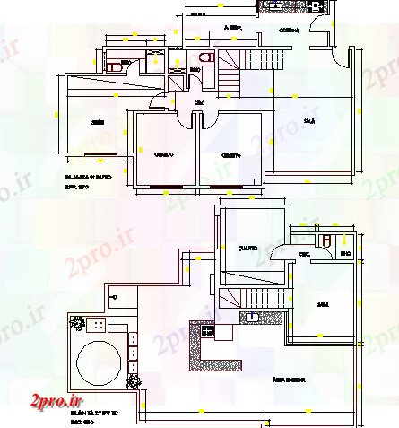 دانلود نقشه زمین و طرحی طبقه بالا طرحی از یک خانواده خانه (کد69781)
