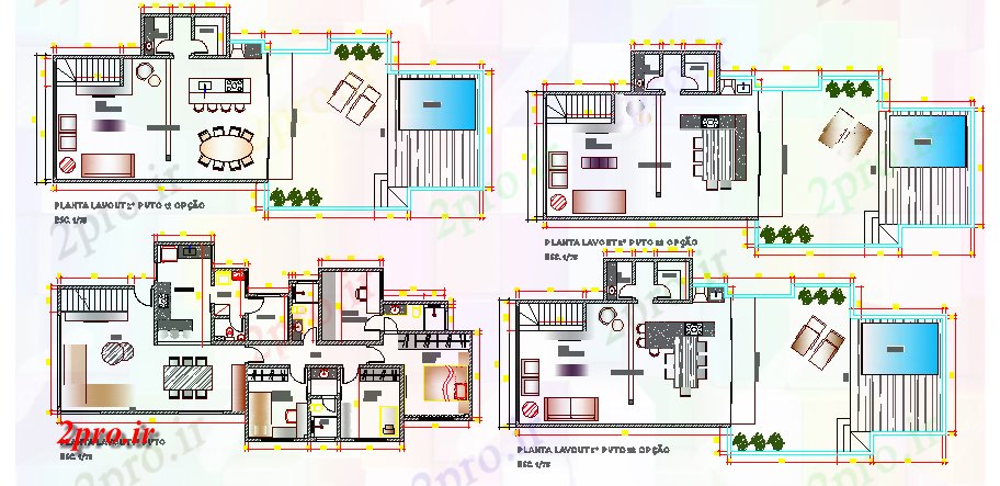 دانلود نقشه خانه های کوچک ، نگهبانی ، سازمانی - نوع ویلای مدرن ویلا جزئیات طراحی معماری 90 در 186 متر (کد69783)