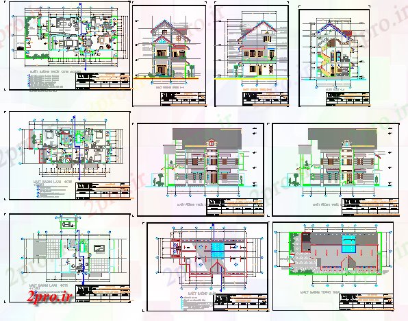دانلود نقشه درب و پنجره دو طبقه یک خانواده پروژه معماری خانه 7 در 16 متر (کد69789)