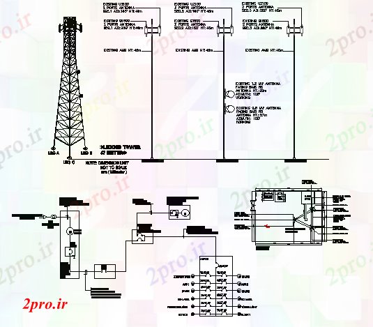 دانلود نقشه معماری نصب و راه اندازی برج برقی با کابین و خط نمودار (کد69808)