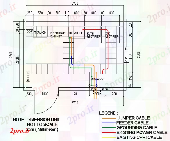دانلود نقشه معماری کابل جزئیات پانل از سه پا برج برق (کد69809)
