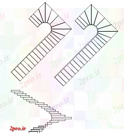 دانلود نقشه جزئیات معماری نما پله از محل اتصال (کد69816)
