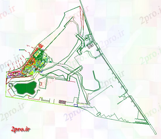دانلود نقشه ورزشگاه ، سالن ورزش ، باشگاه جزئیات محوطه سازی از ماجراجویی ورزشی نقطه مرکز (کد69836)