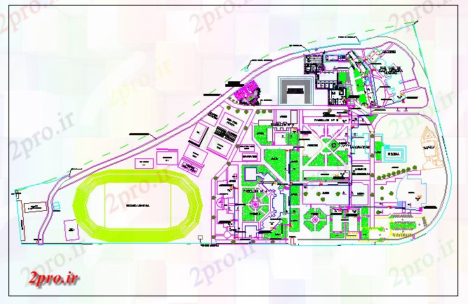 دانلود نقشه دانشگاه ، آموزشکده ، موسسه - دانشگاه ، آموزشکده ملی محوطه سازی شهر با ساختار جزئیات 263 در 355 متر (کد69874)