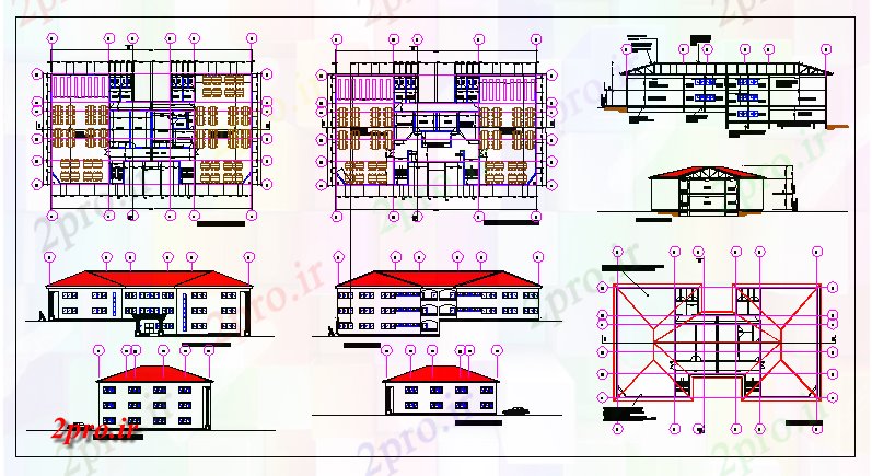 دانلود نقشه برنامه ریزی شهری طرحی و نما کتابخانه (کد69978)