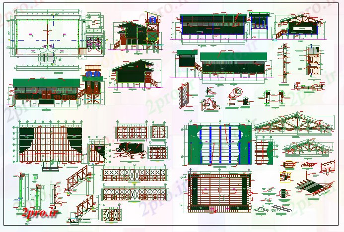 دانلود نقشه دانشگاه ، آموزشکده ، مدرسه ، هنرستان ، خوابگاه - ساختمان چوب قاب با مدرسه های چوبی ساختار مشترک 7 در 16 متر (کد69980)