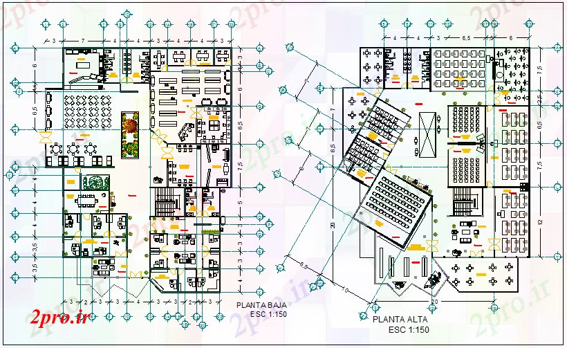 دانلود نقشه دانشگاه ، آموزشکده ، مدرسه ، هنرستان ، خوابگاه - طرحی طبقه معماری برای مدرسه هنر 26 در 33 متر (کد70000)