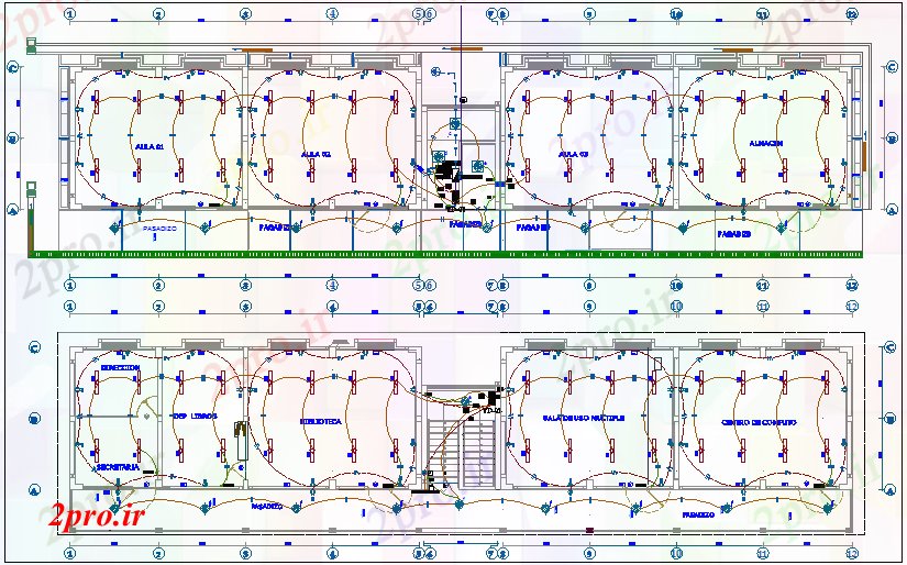 دانلود نقشه معماری برق طرحی طبقه نصب و راه اندازی مدرسه (کد70023)