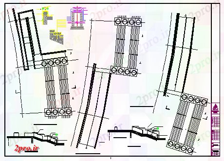 دانلود نقشه  جزئیات آسانسور و    راه پله در فضای باز و معلول رمپ  طراحی (کد70038)