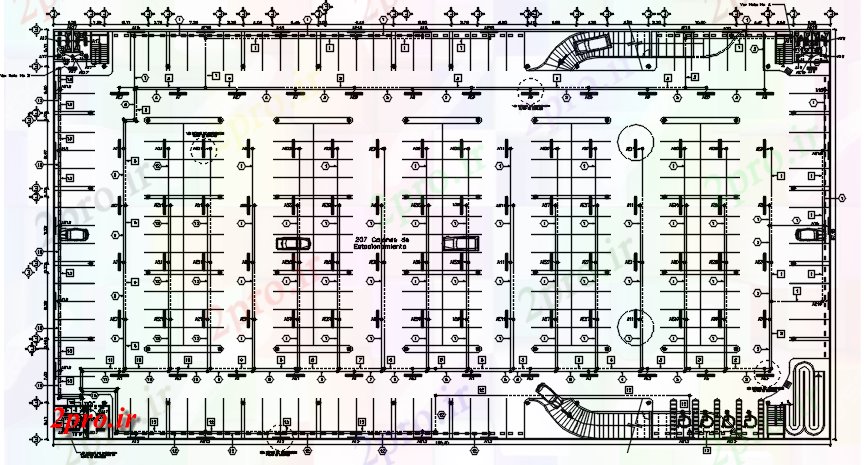 دانلود نقشه جزئیات ساخت و ساز منطقه پارکینگ  (کد70067)
