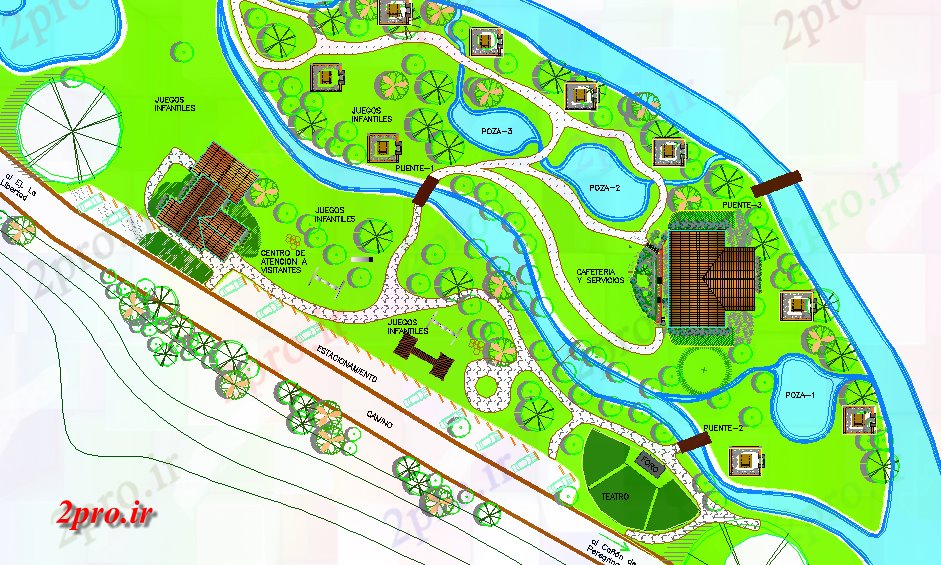 دانلود نقشه باغ شخصیباغ طراحی برنامه های 55 در 175 متر (کد70090)