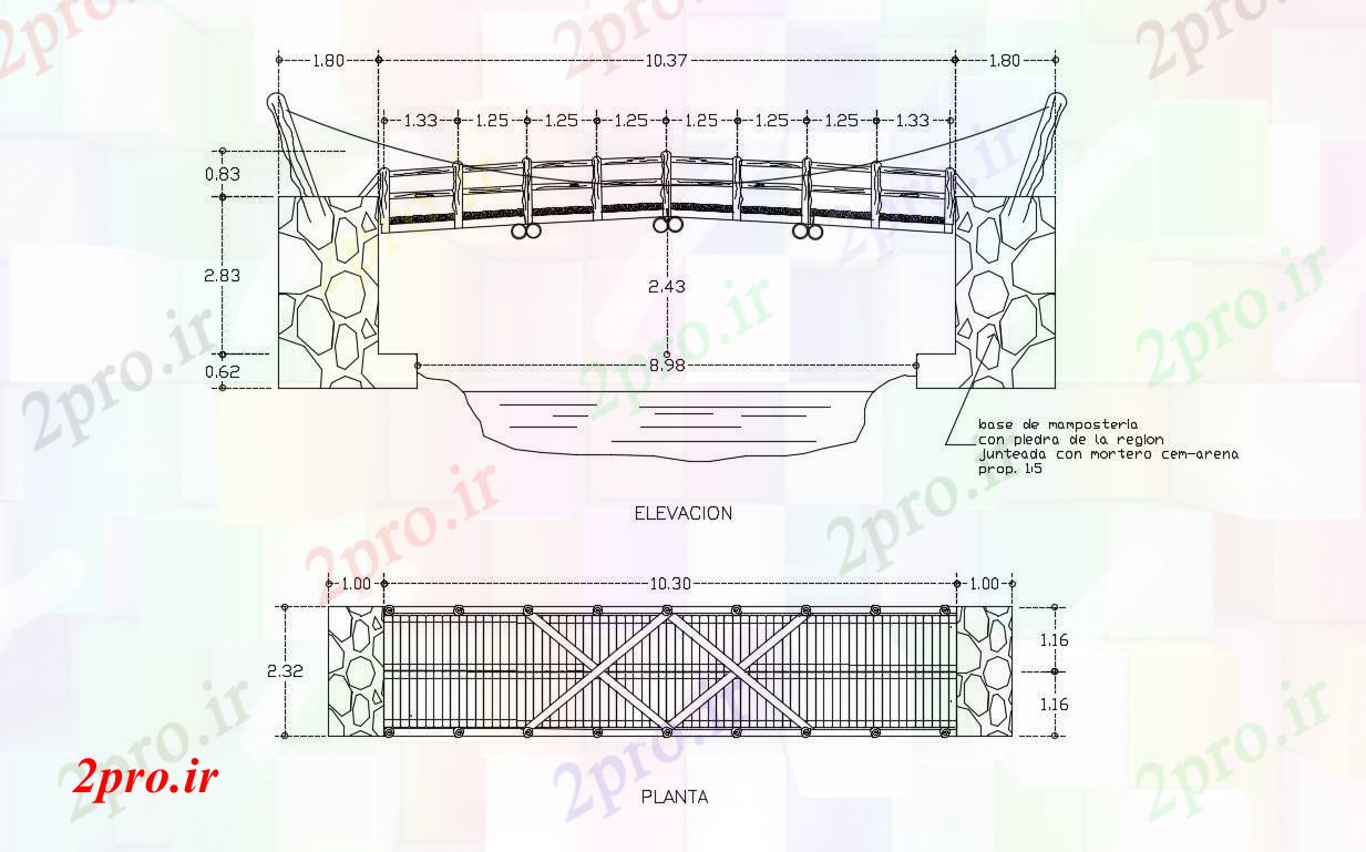 دانلود نقشه جزئیات ساخت و ساز پل طراحی Autp  (کد70095)