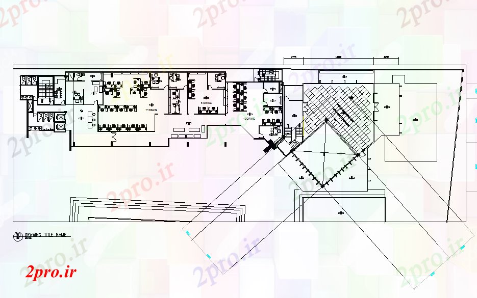 دانلود نقشه ساختمان اداری - تجاری - صنعتی طرحی تجاری Office جزئیات 12 در 73 متر (کد70118)