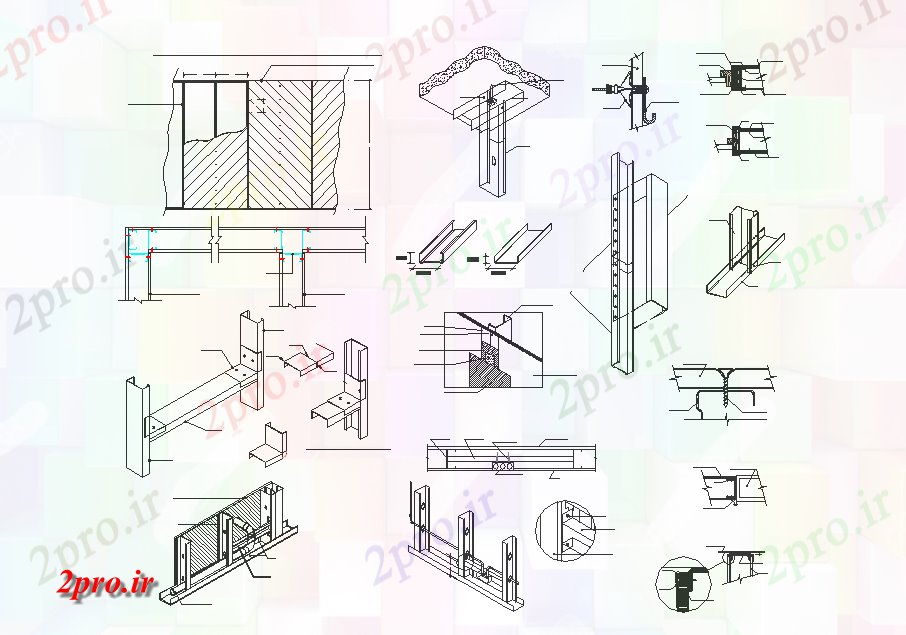 دانلود نقشه جزئیات ساختار دیدگاه ساختاری فولادی با جزئیات طراحی مدرسه (کد70139)