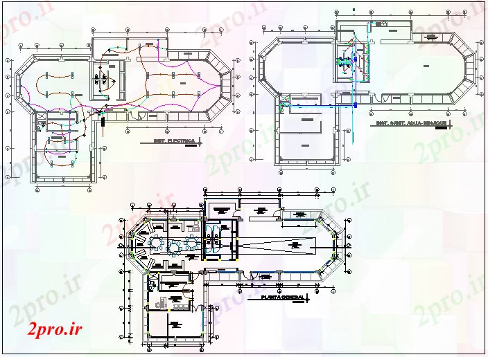 دانلود نقشه دانشگاه ، آموزشکده ، موسسه - طرحی معماری از کولاژ با طرحی برق و فاضلاب 15 در 26 متر (کد70180)
