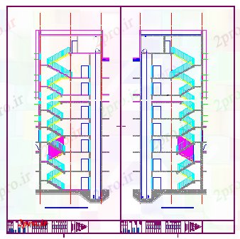 دانلود نقشه  جزئیات آسانسور و   پله بخش  طراحی از ساختمان بلند (کد70188)