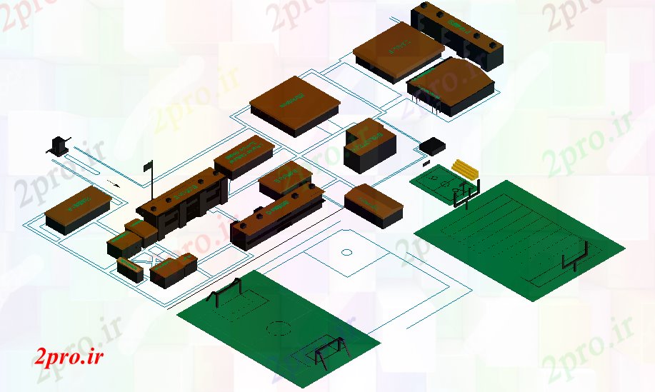 دانلود نقشه دانشگاه ، آموزشکده ، مدرسه ، هنرستان ، خوابگاه -   تریدی از مدرسه ساختمان (کد70223)