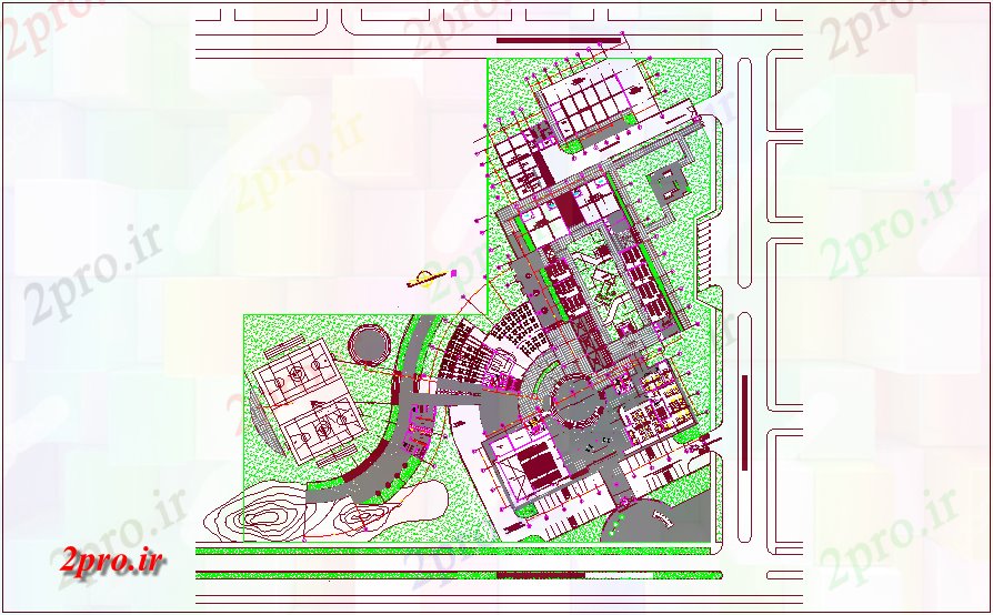دانلود نقشه دانشگاه ، آموزشکده ، موسسه - چشم انداز از کولاژ ساخت 192 در 200 متر (کد70225)