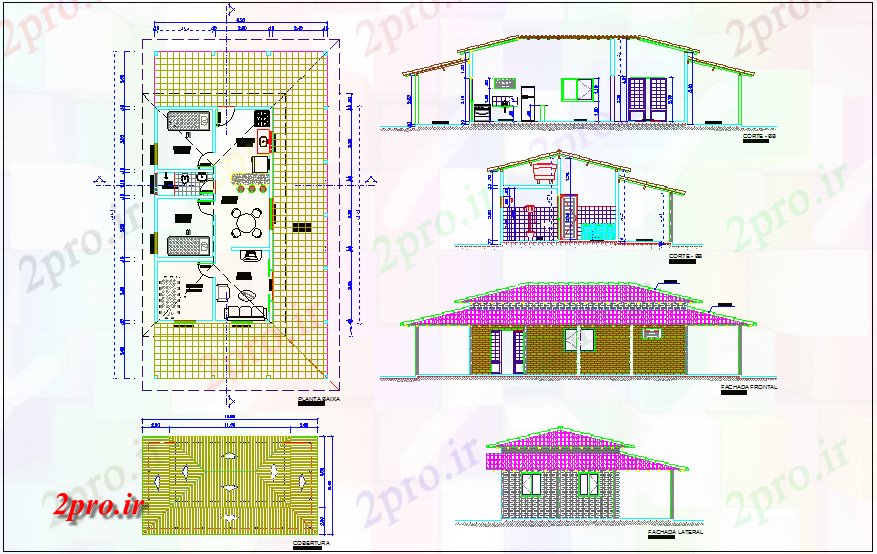 دانلود نقشه مسکونی ، ویلایی ، آپارتمان طرحی خانه، نما و بخش 5 در 10 متر (کد70226)