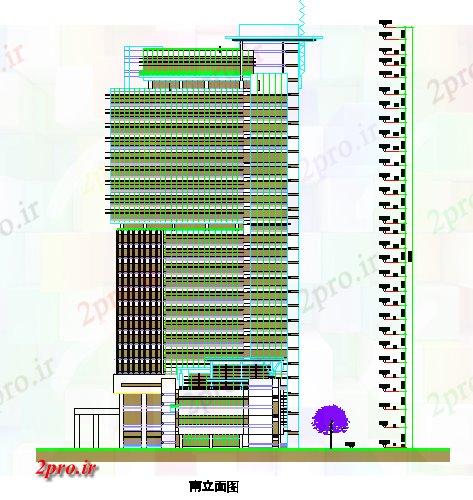 دانلود نقشه ساختمان مرتفعبالا - ساختمان های بلند نمای (کد70247)