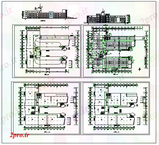 دانلود نقشه هایپر مارکت - مرکز خرید - فروشگاه تجاری پلازا دراز کردن طراحی طرح 93 در 107 متر (کد70249)