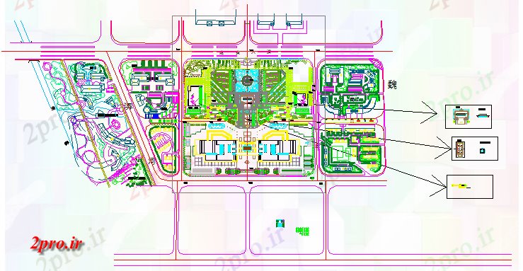 دانلود نقشه پارک - باغ عمومی آب شرایط ساخت و ساز چشم انداز نمودار طراحی 41 در 93 متر (کد70257)