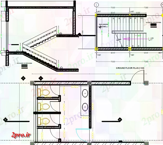 دانلود نقشه جزئیات ساخت و ساز طرحی پله و نما، توالت طرحی جزئیات (کد70278)