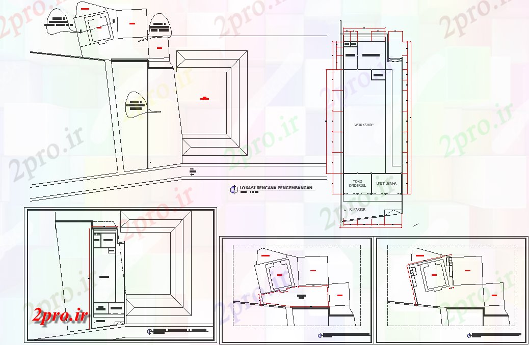 دانلود نقشه ساختمان اداری - تجاری - صنعتی طرحی کارگاه و نما جزئیات (کد70400)