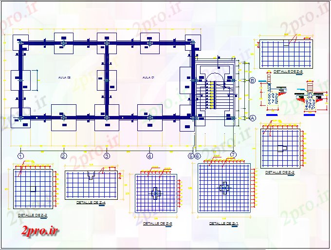 دانلود نقشه جزئیات ساخت و ساز طرحی بنیاد با جزئیات ساخت و ساز آموزش مرکز (کد70457)