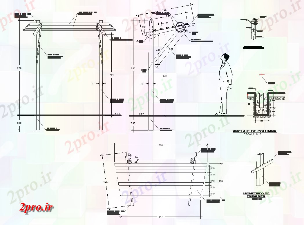 دانلود نقشه جزئیات ساختار ساختار سایه  جزئیات (کد70513)