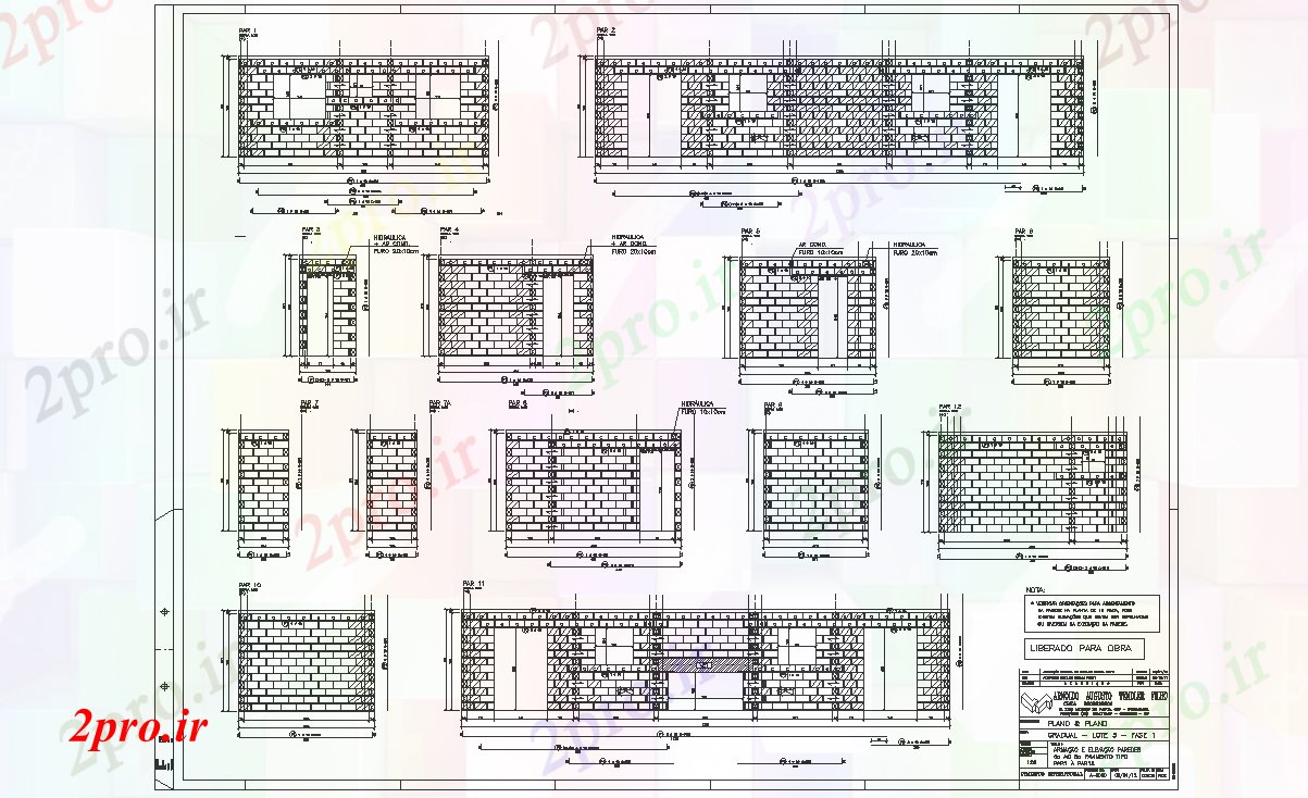 دانلود نقشه جزئیات ساخت و ساز آجر جزئیات ساختار  (کد70546)