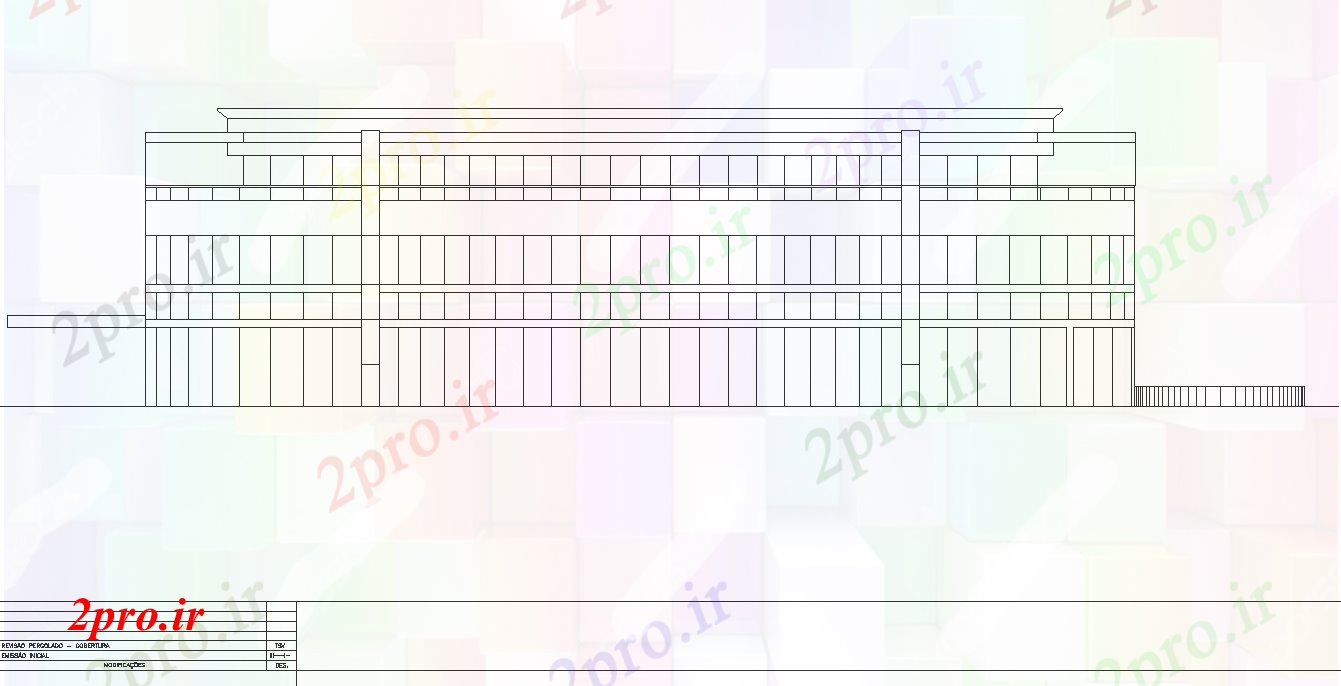 دانلود نقشه ساختمان اداری - تجاری - صنعتی ساختار بیرونی تجاری  نما جزئیات (کد70551)